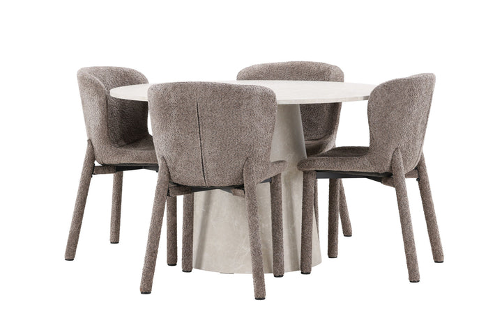 Venture Home Lanzo Table - Beige with 4 Astoria Chair - Brown