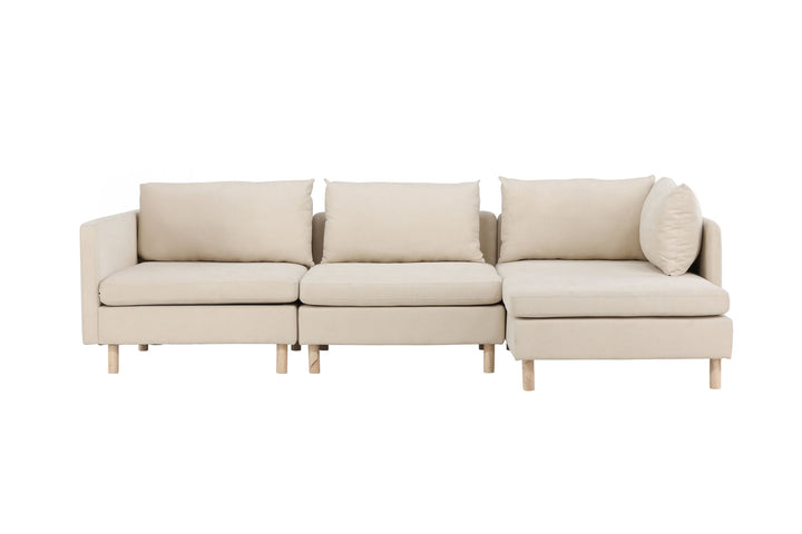 Venture Home Zero 3-seat Sofa - Woodlook / Beige Fabric