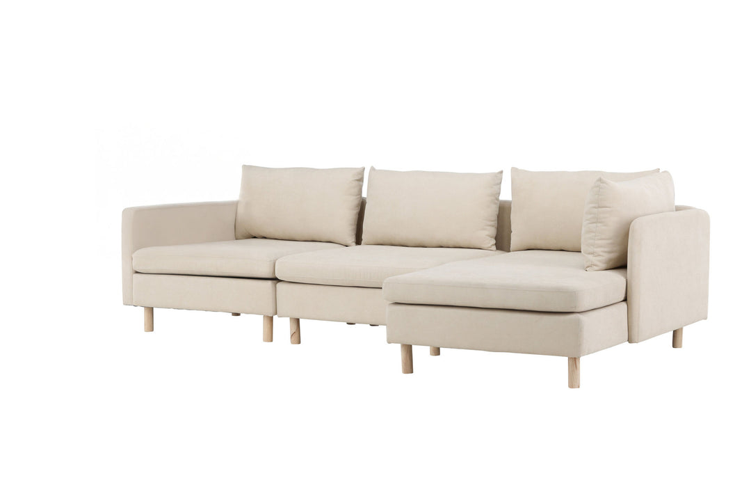Venture Home Zero 3-seat Sofa - Woodlook / Beige Fabric