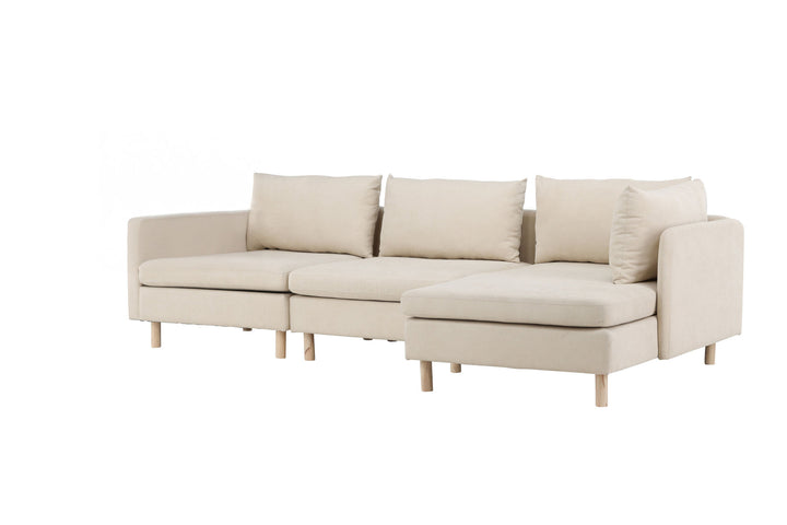 Venture Home Zero 3-seat Sofa - Woodlook / Beige Fabric