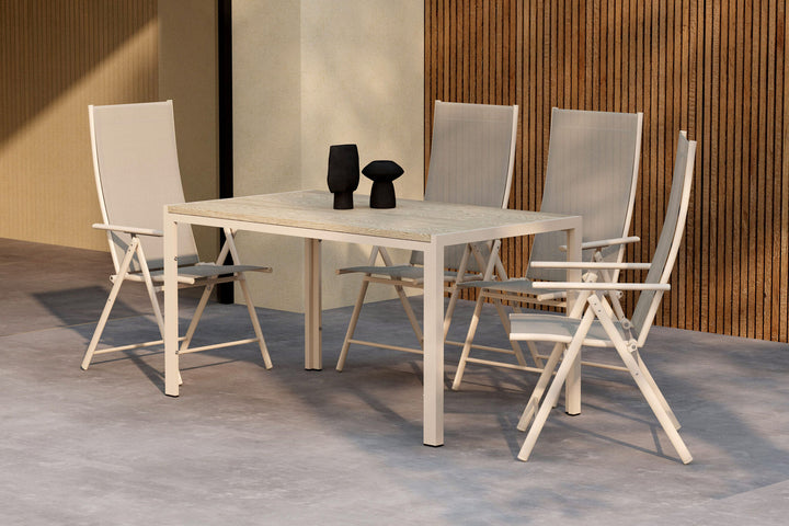 Venture Home Mirko Dining Table - Beige + Levanzo Diningchair -  Beige x 4
