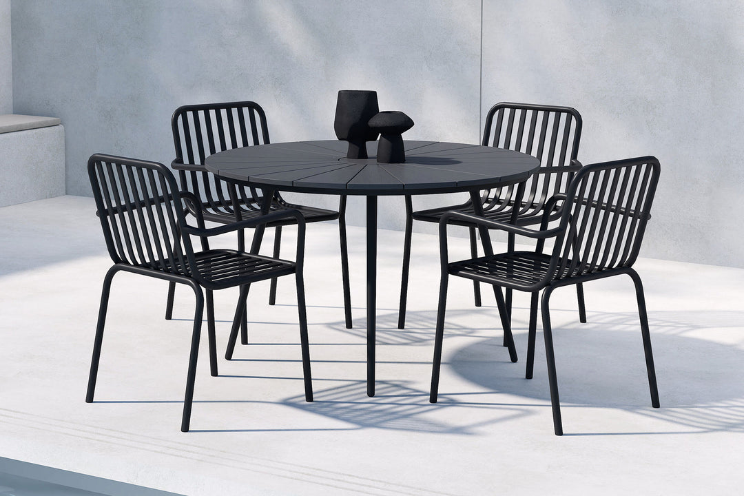 Venture Home San Vito Dining Table - Black  + Peking Diningchair  - Black x 4