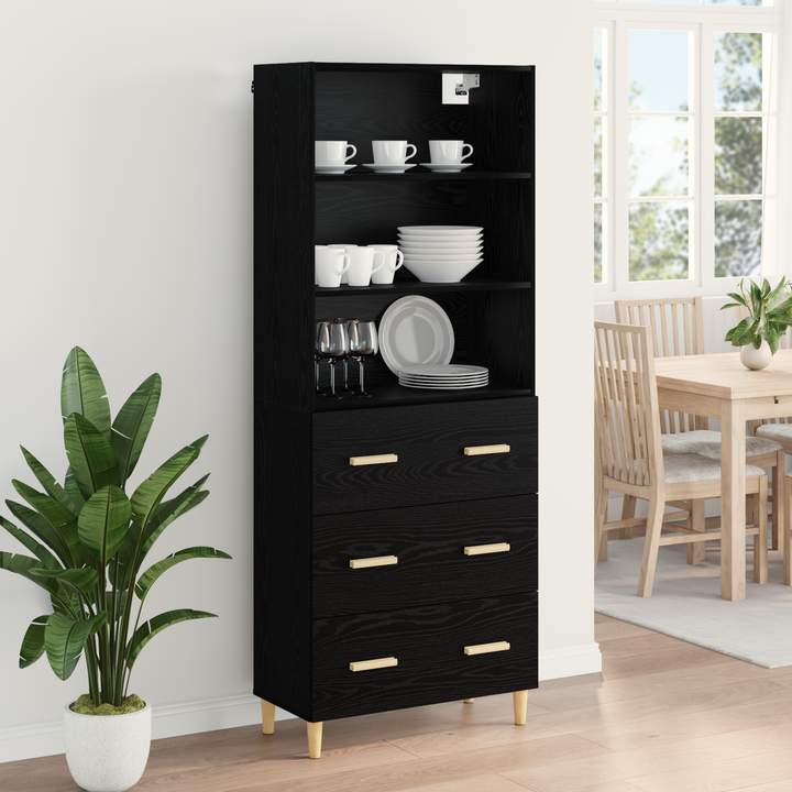 Highboard Sort eg 69,5 x 32,5 x 180 cm Konstrueret træ