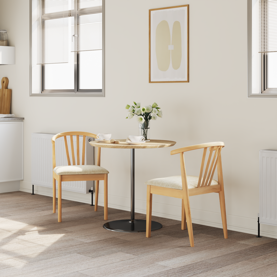 Spisestuestol 2 pcs Naturlig og lys Solid gummitræ
