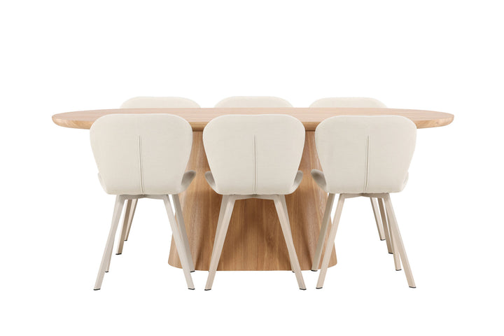 Venture Home Stjärnö Table - Nature with 6 Lilja Chair - Beige