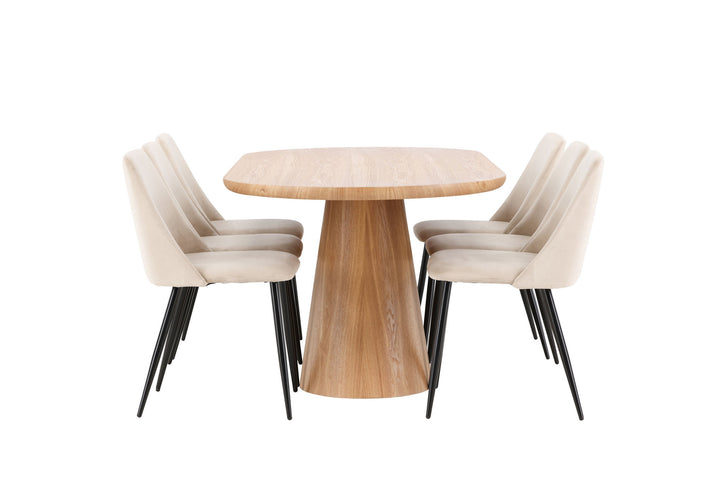 Venture Home Stjärnö Table - Nature with 6 Night Chair - Black / Beige