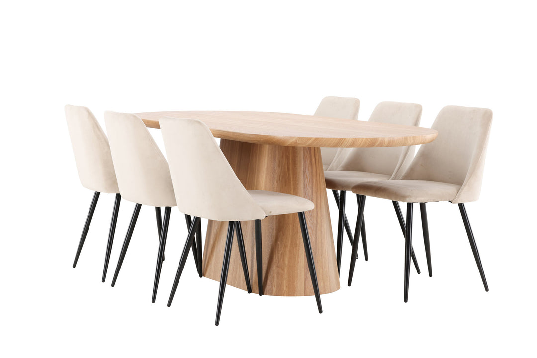 Venture Home Stjärnö Table - Nature with 6 Night Chair - Black / Beige