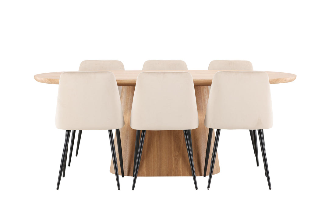 Venture Home Stjärnö Table - Nature with 6 Night Chair - Black / Beige