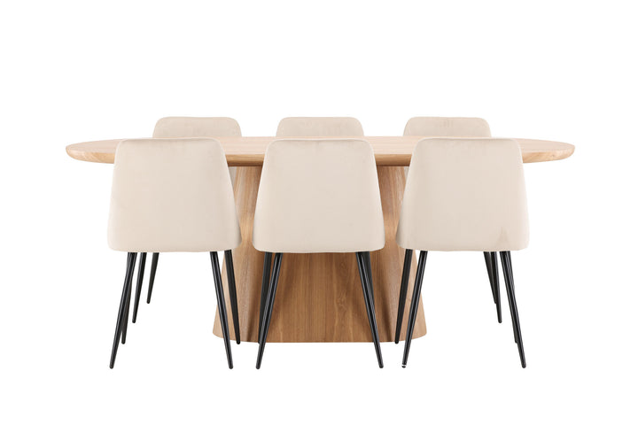 Venture Home Stjärnö Table - Nature with 6 Night Chair - Black / Beige