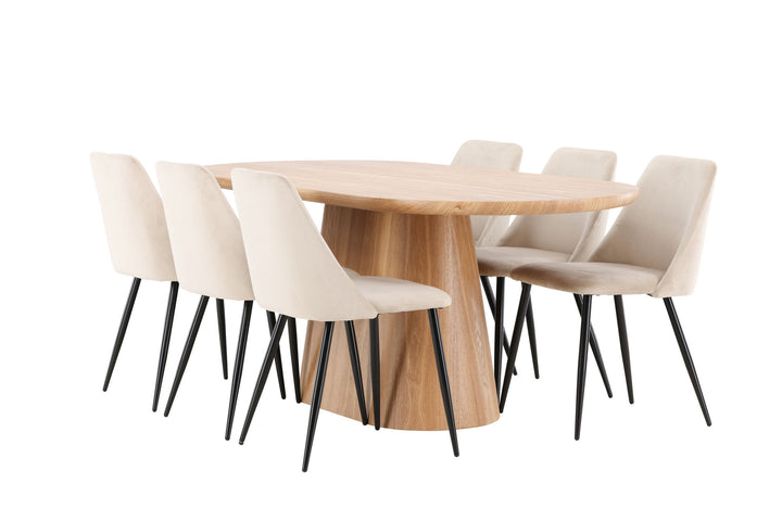 Venture Home Stjärnö Table - Nature with 6 Night Chair - Black / Beige
