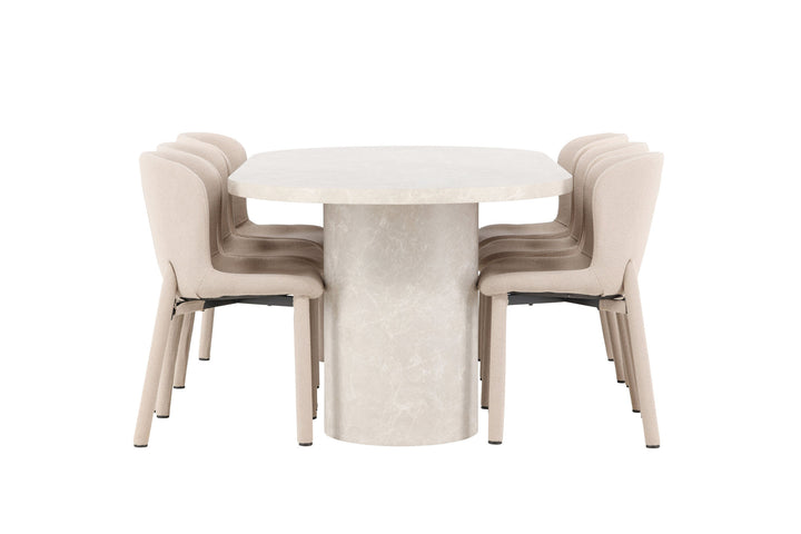 Venture Home Narvik Table - Beige with 6 Astoria Chair - Beige