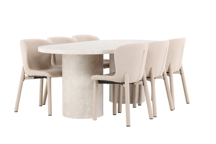 Venture Home Narvik Table - Beige with 6 Astoria Chair - Beige
