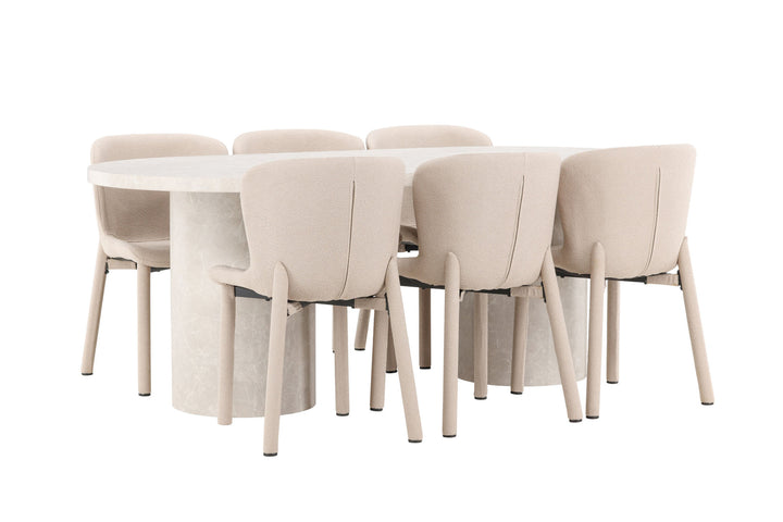 Venture Home Narvik Table - Beige with 6 Astoria Chair - Beige