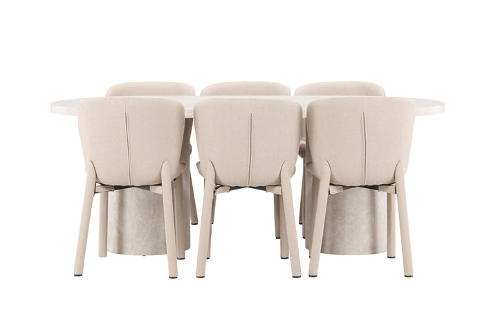 Venture Home Narvik Table - Beige with 6 Astoria Chair - Beige