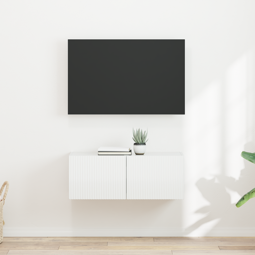 TV vægskab 2 pcs Gloss Hvid 39 x 31 x 29,5 cm Konstrueret træ