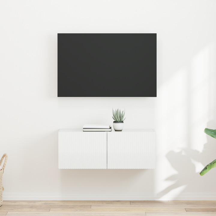TV vægskab 2 pcs Gloss Hvid 39 x 31 x 29,5 cm Konstrueret træ