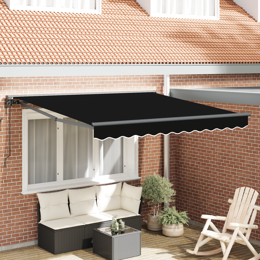 Markiseramme Sort 350 x 250 cm Polyester med PU belægning