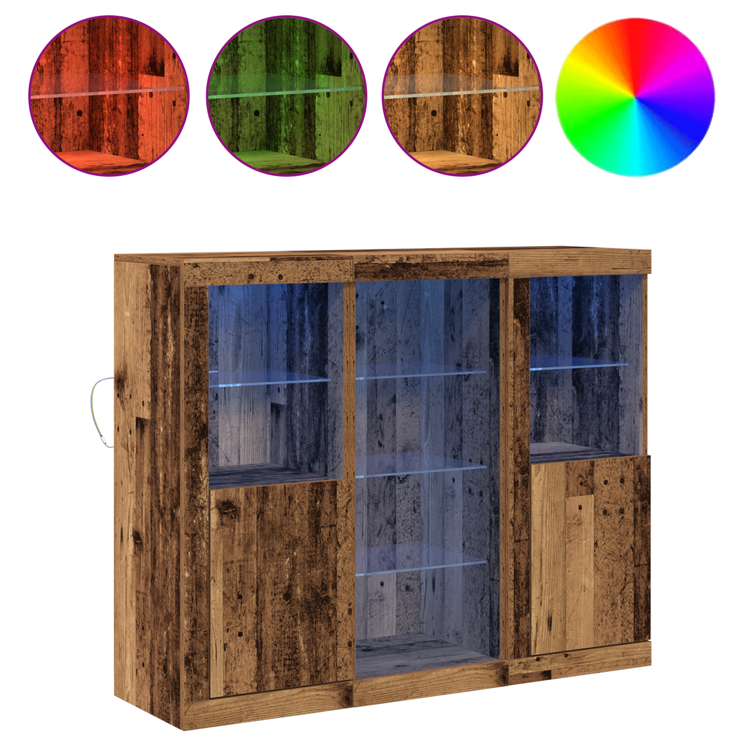 LED Sideboard Gammelt træ 123 x 37 x 100 cm Konstrueret træ