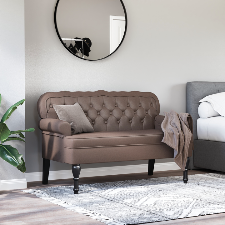 Chesterfield bænk Brun 119,5 x 64,5 x 75 cm Faux læder