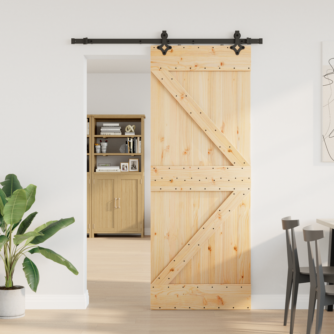 Skydedør NARVIK Naturfarvet og sort 80 x 210 cm (152,5 cm)
