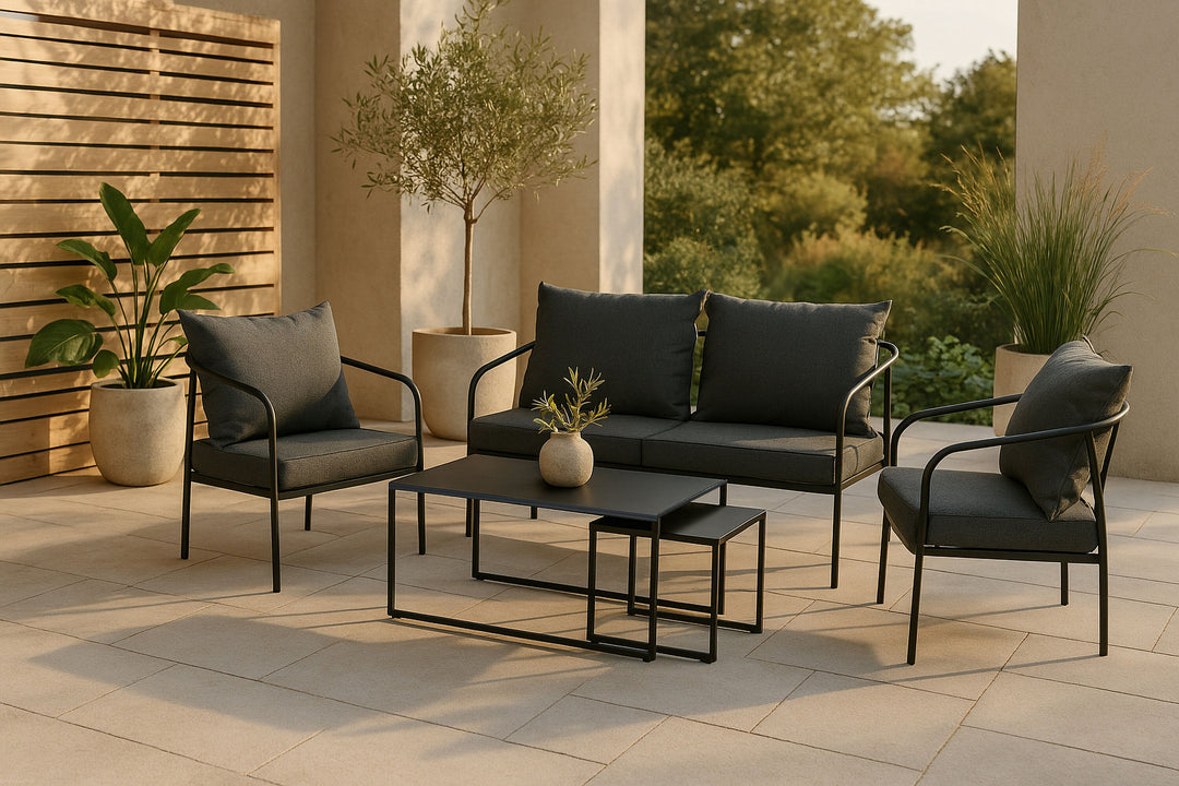 Venture Home Sopot - Sofa Set- Black / Grey - Steel