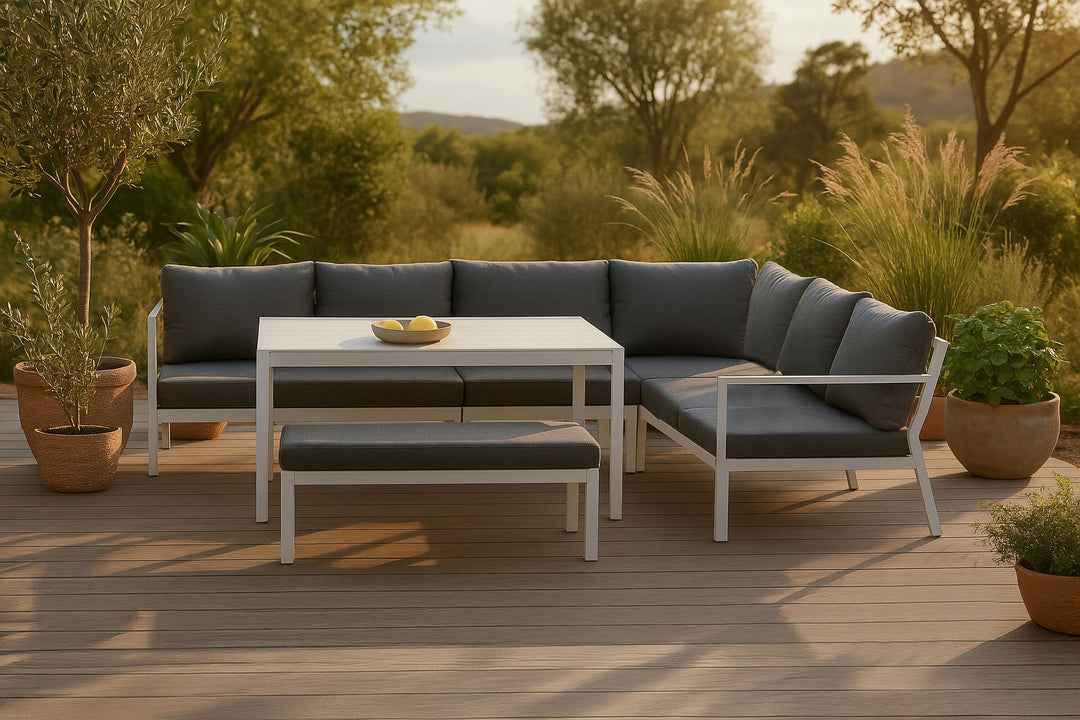 Venture Home Ramos - Corner Sofa- White / Grey - Aluminium -