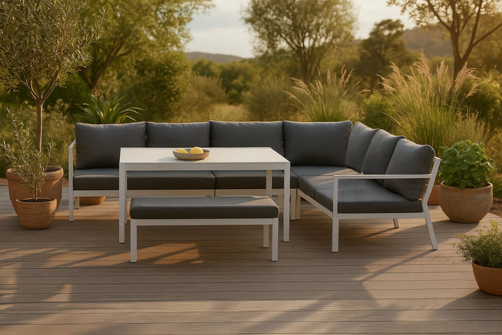Venture Home Ramos - Corner Sofa- White / Grey - Aluminium -
