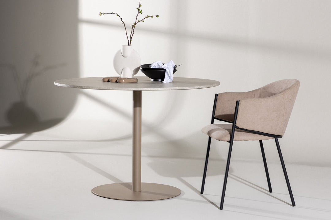 Venture Home Lycke Dining Table ⌀110 - Beige / Marblelook