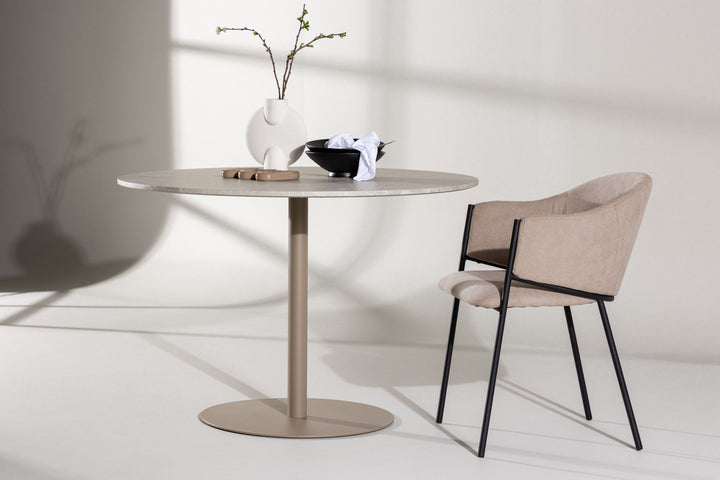 Venture Home Lycke Dining Table ⌀110 - Beige / Marblelook