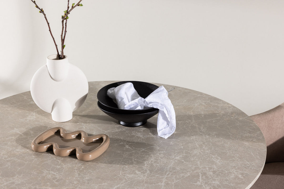 Venture Home Lycke Dining Table ⌀110 - Beige / Marblelook