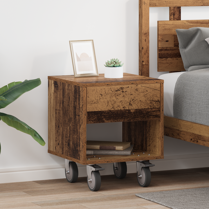 Sengebord 2 pcs Gammelt træ 40,5 x 40 x 48 cm Konstrueret træ