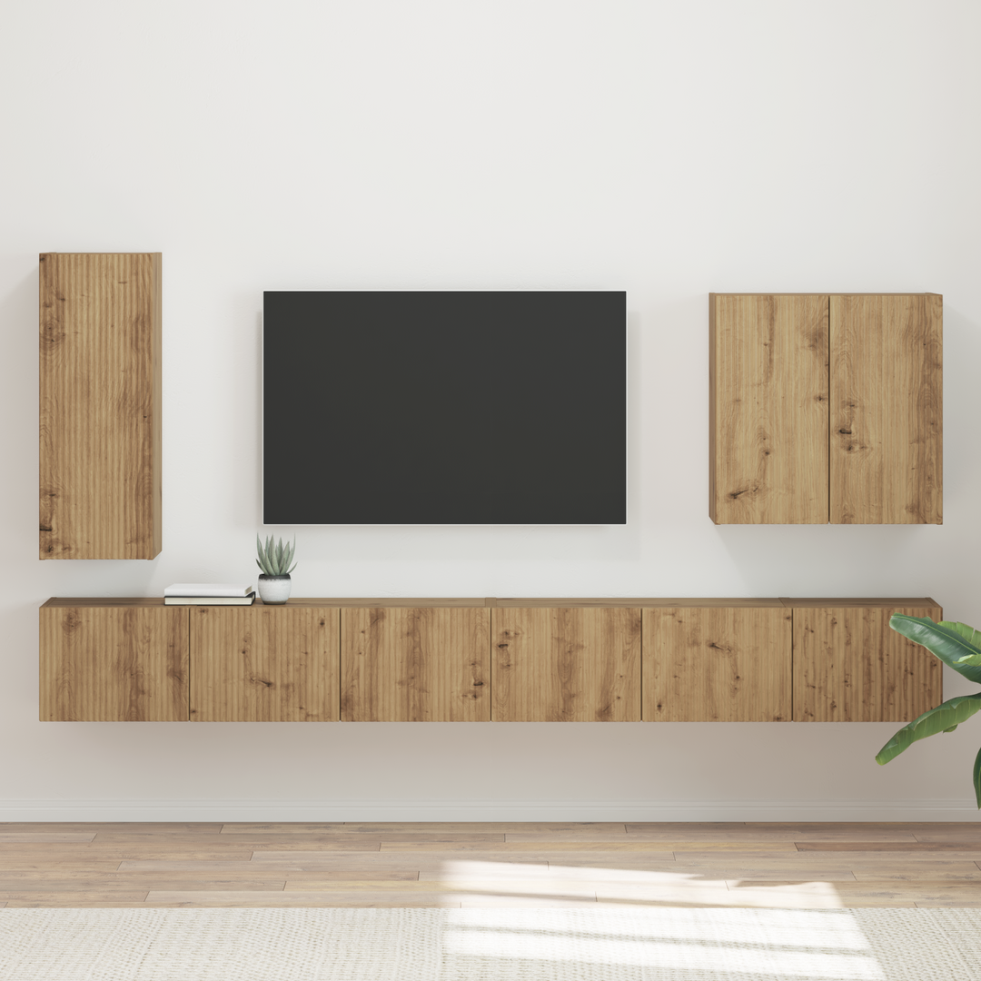 Tv vægskab sæt Vægmonteret 6 pcs Artisan Egetræ