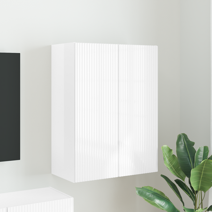 TV vægskab Høj gloss hvid 59,5 x 31 x 80 cm Konstrueret træ