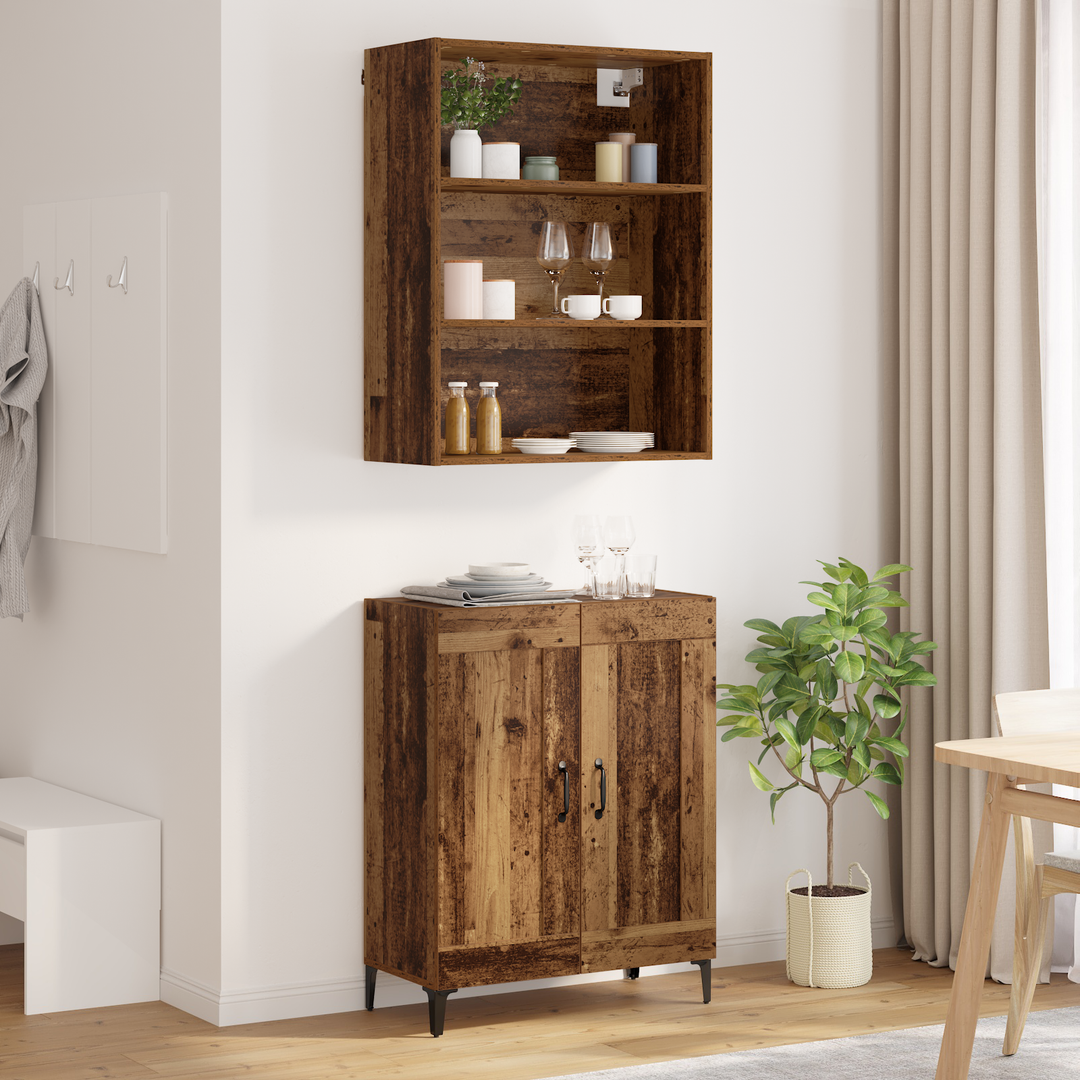 Highboard 2 pcs Gammelt træ Konstrueret træ
