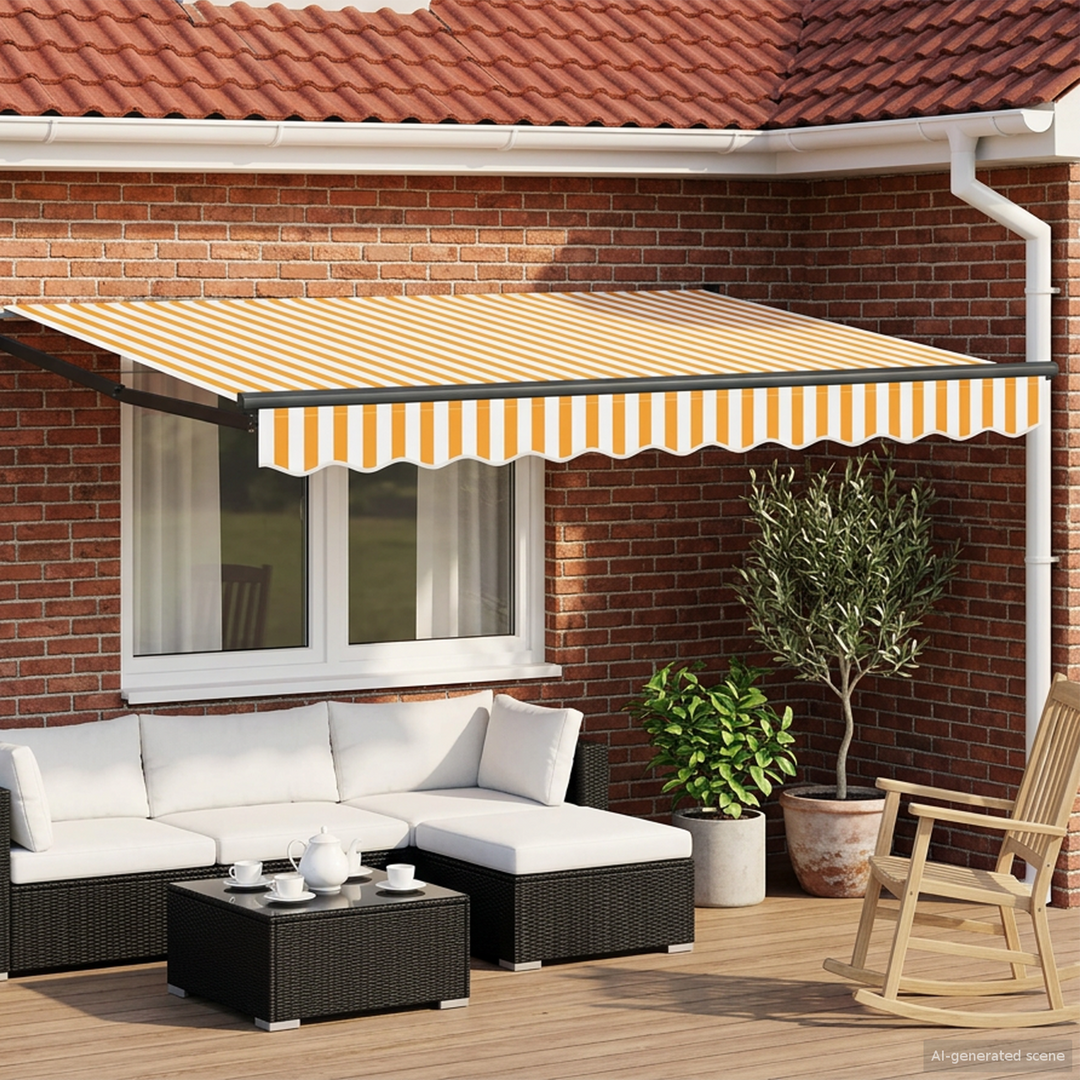 Elektrisk Utrækkelig Markise Gul, Hvid, Antracitgrå 3 x 2,5 m