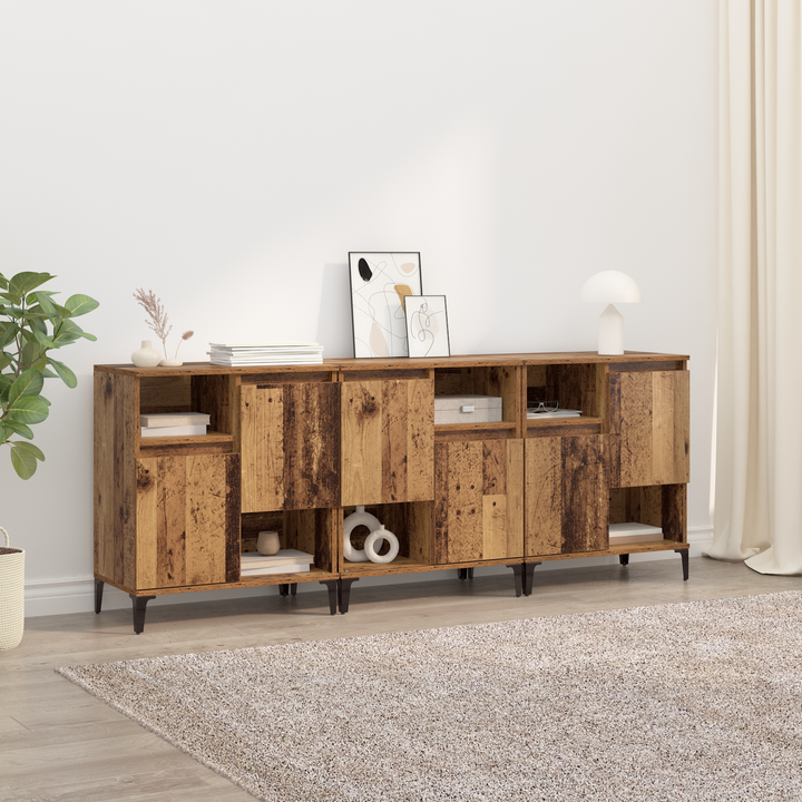 Sideboards 3 pcs Gammelt træ 60 x 35 x 70 cm Konstrueret træ