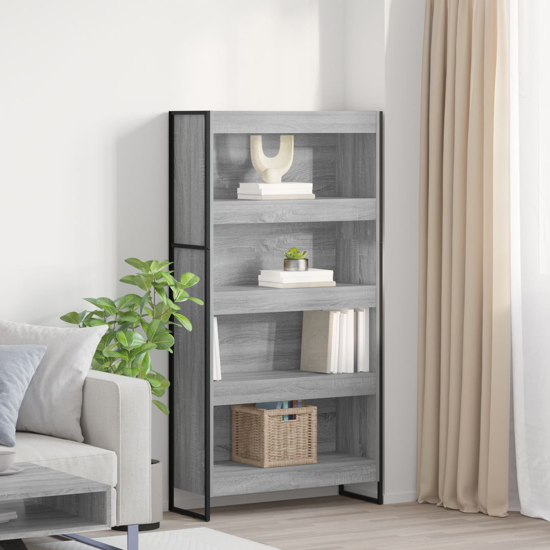Bogskab 80 x 30 x 155 cm Konstrueret træ Grå Sonoma