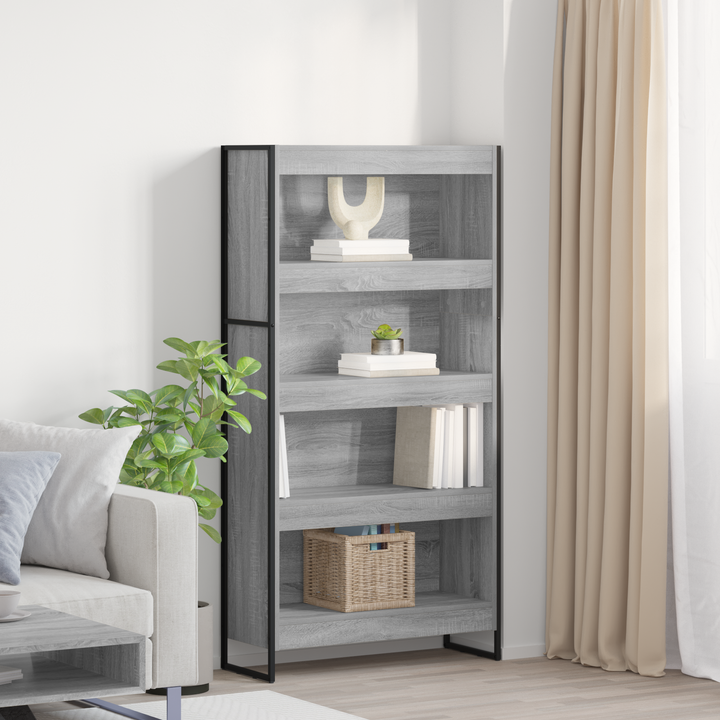 Bogskab 80 x 30 x 155 cm Konstrueret træ Grå Sonoma