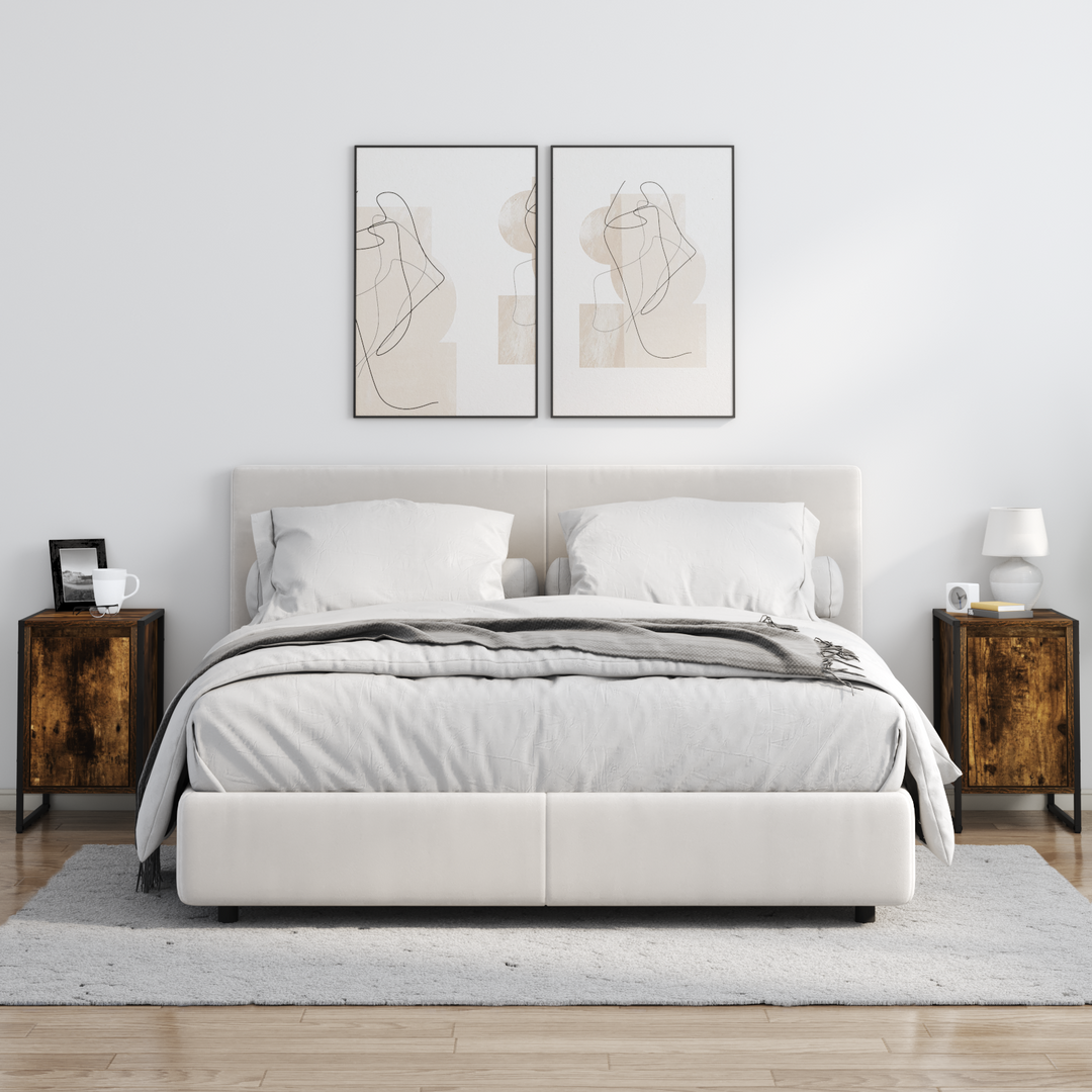 Sengebord 2 pcs Røget Eg 39,5 x 30 x 50 cm Konstrueret træ