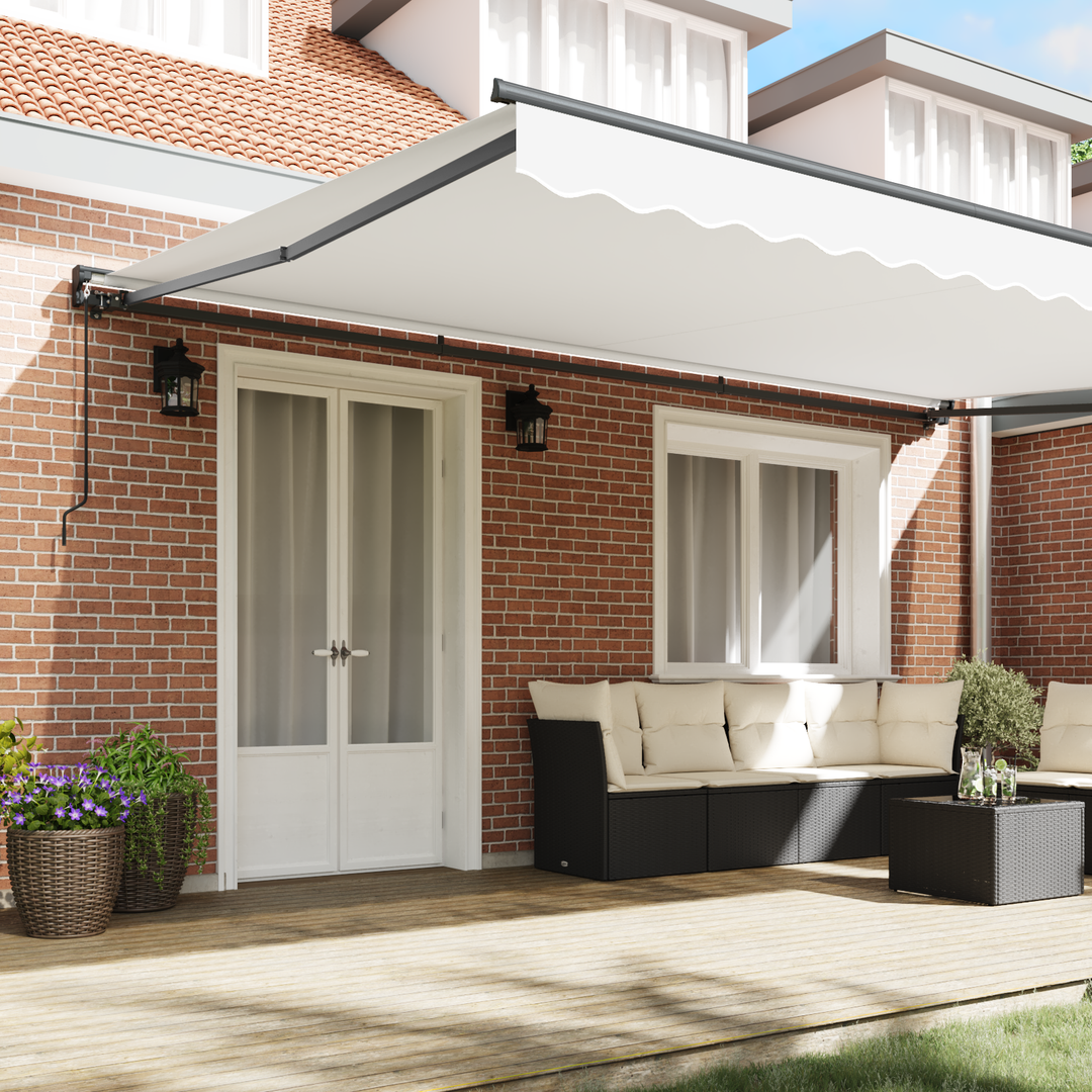 Markiseramme Hvid 500 × 300 cm Polyester med PU belægning