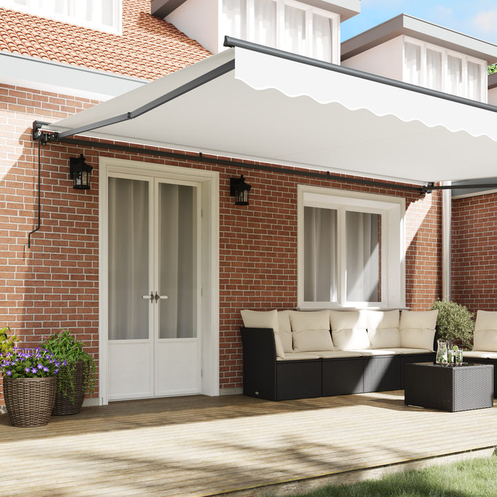 Markiseramme Hvid 500 × 300 cm Polyester med PU belægning