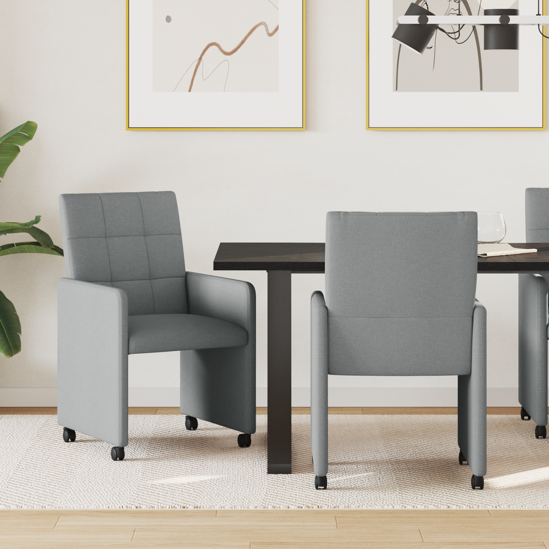 Spisebordsstole med hjul 2 pcs Lysegrå 58 x 65 x 94 cm Stof