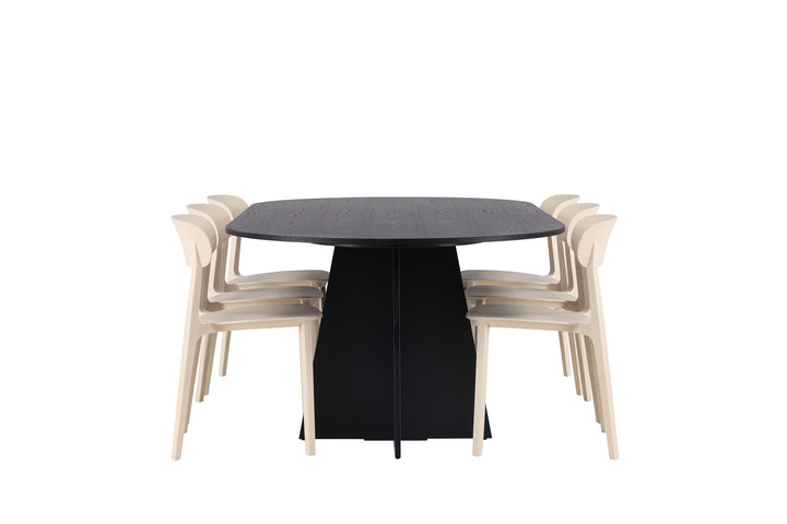 Venture Home Bootcut Oval Dining Table - Black / Black Fanéer +Åstol Dining Chair - Nature Wood plastic composite _6