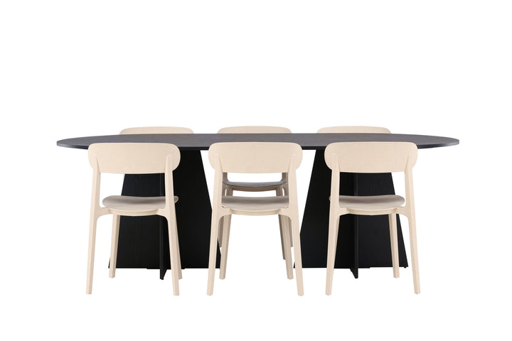 Venture Home Bootcut Oval Dining Table - Black / Black Fanéer +Åstol Dining Chair - Nature Wood plastic composite _6