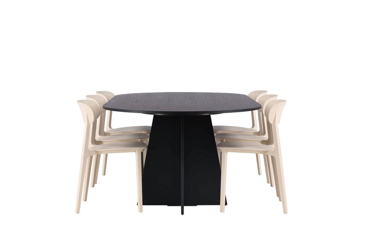 Venture Home Bootcut Oval Dining Table - Black / Black Fanéer +Åstol Dining Chair - Nature Wood plastic composite _6