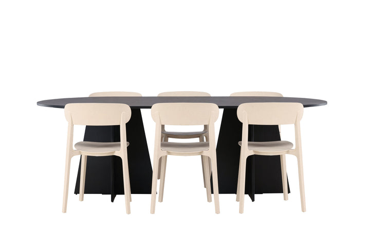 Venture Home Bootcut Oval Dining Table - Black / Black Fanéer +Åstol Dining Chair - Nature Wood plastic composite _6