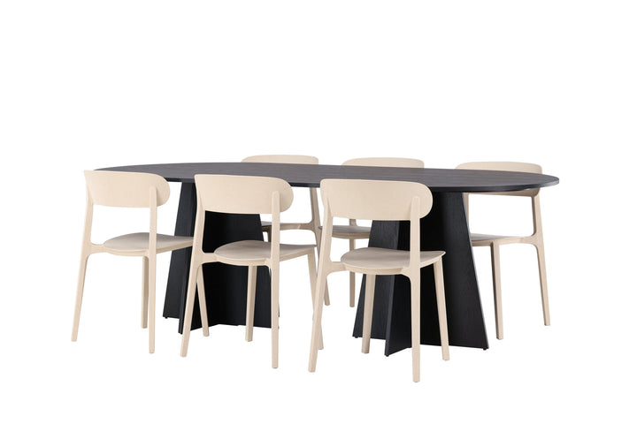 Venture Home Bootcut Oval Dining Table - Black / Black Fanéer +Åstol Dining Chair - Nature Wood plastic composite _6