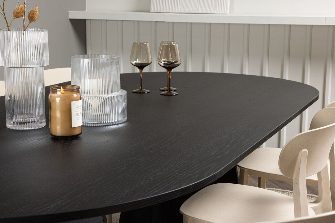 Venture Home Bootcut Oval Dining Table - Black / Black Fanéer +Åstol Dining Chair - Nature Wood plastic composite _6