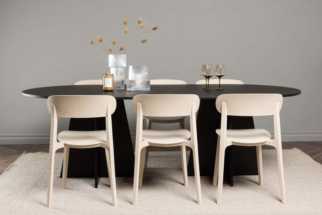 Venture Home Bootcut Oval Dining Table - Black / Black Fanéer +Åstol Dining Chair - Nature Wood plastic composite _6