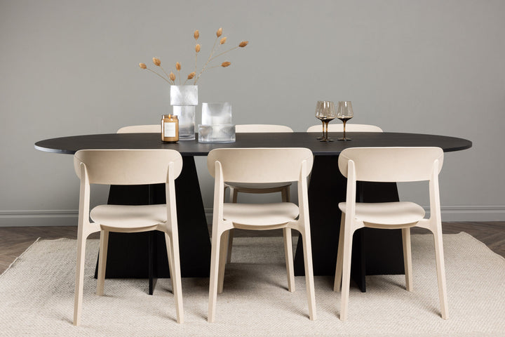 Venture Home Bootcut Oval Dining Table - Black / Black Fanéer +Åstol Dining Chair - Nature Wood plastic composite _6